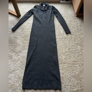 Aritzia Wilfred Elegant Gray Long Sleeve Dress